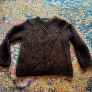Elegant Cable Knit Sweater - Dark Brown